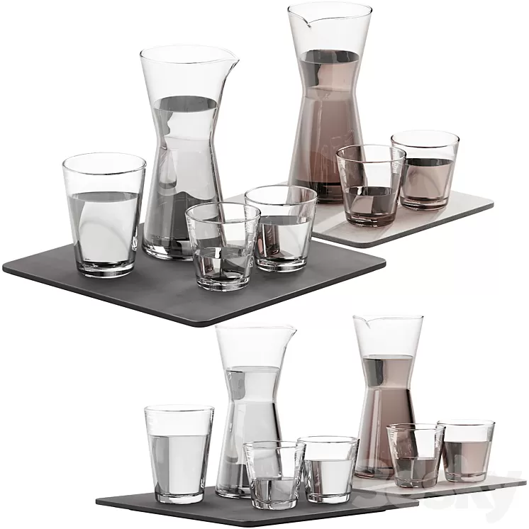 133 dishes decor set 08 iittala kartio clear and linen 3dskymodel