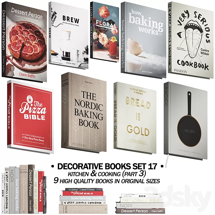 146 decorative books set 17 kitchen and cooking P03 3dskymodel