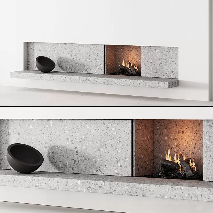 158 fireplace decorative wall kit 04 minimal terrazzo chimney 00 3dskymodel