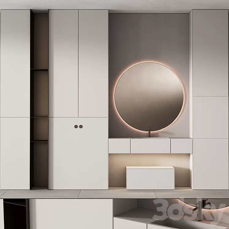 249 bathroom furniture 07 minimal modern round mirror 3dskymodel