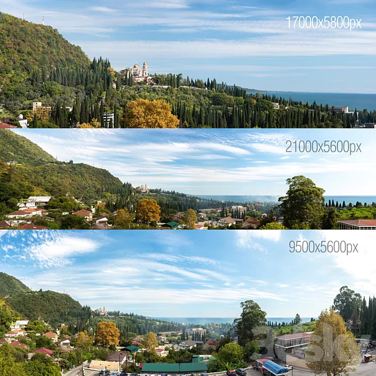 3 Panoramas. Black Sea Abkhazia. New Athos 3dskymodel