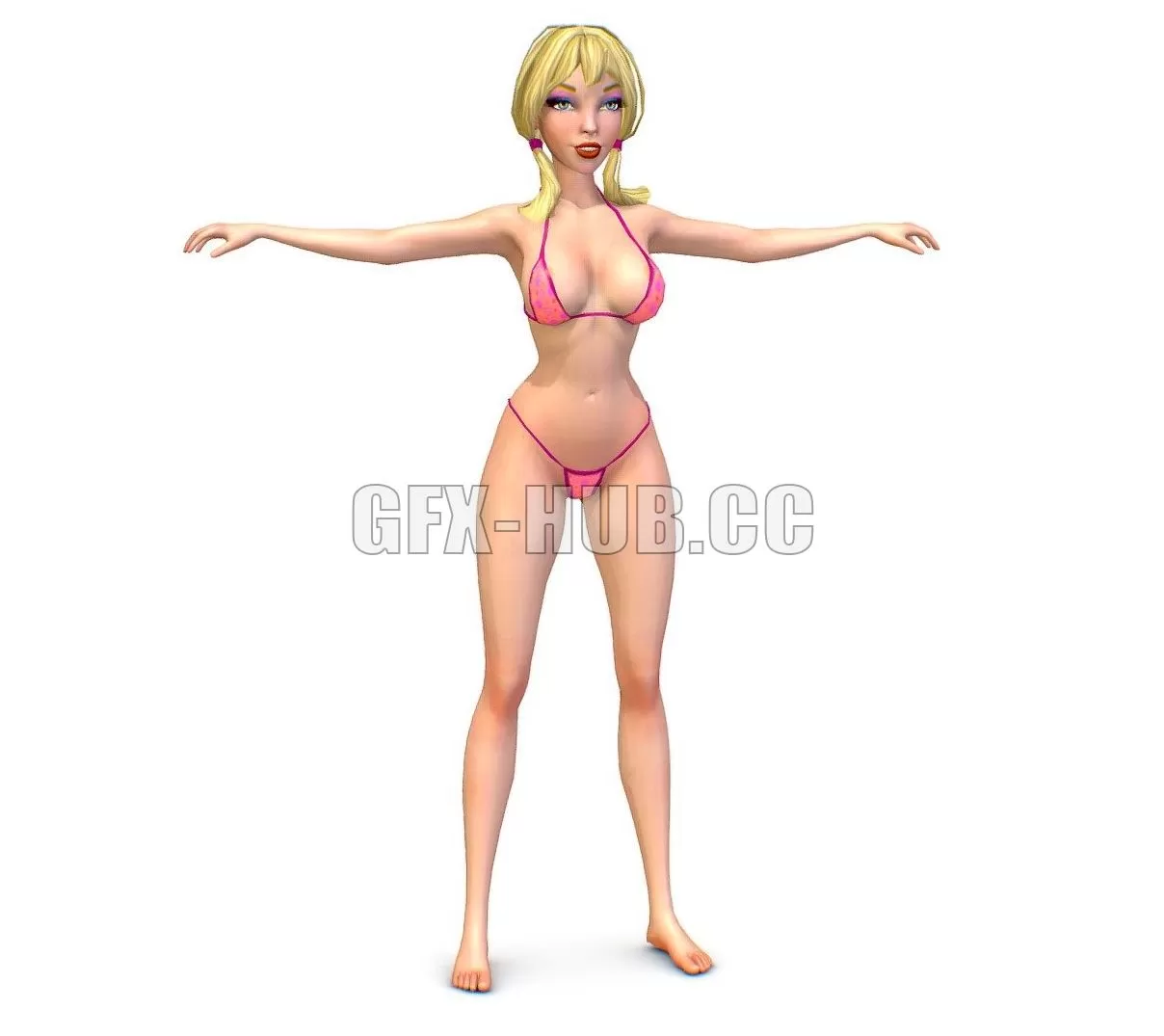 PBR Game 3D Model – Young Girl in a Swimsuit