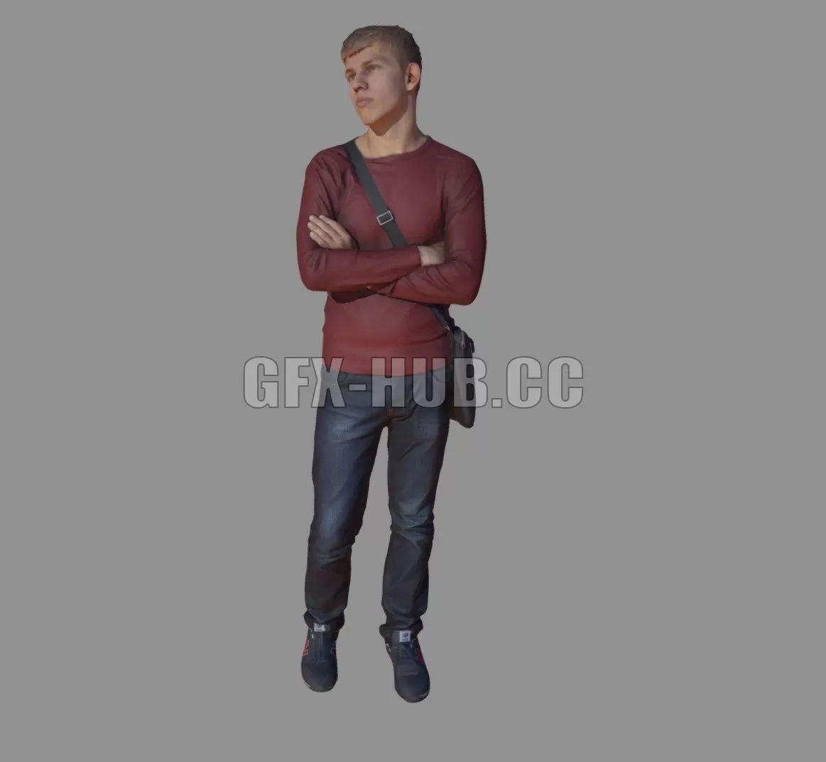 PBR Game 3D Model – Young Man Waiting