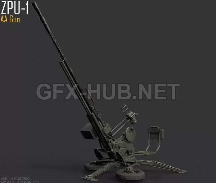 PBR Game 3D Model – ZPU-1 Anti-Air Gun