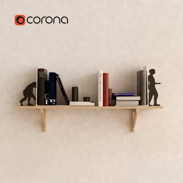 Wood shelf with books Set – 228885