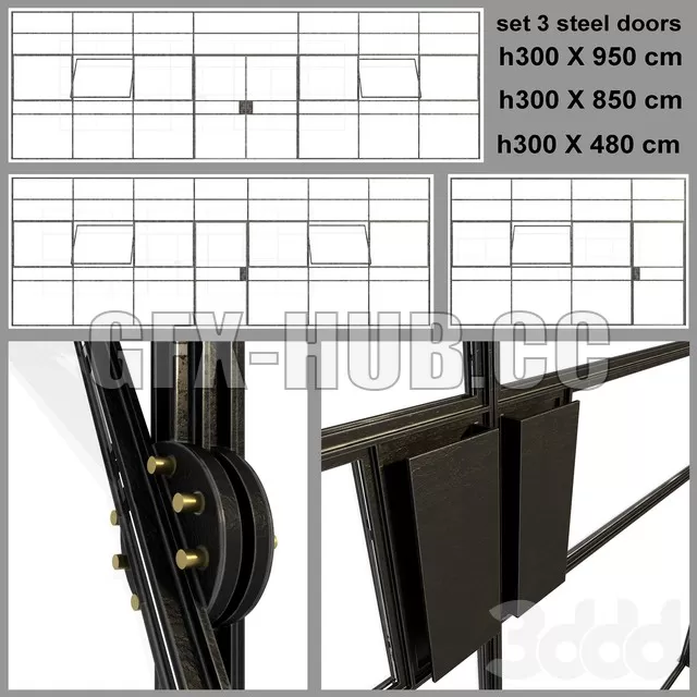 DOOR – Set 3 big doors blak steel