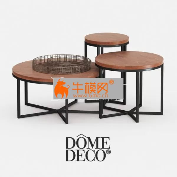 TABLE – Dome deco set of coffee tables with decor