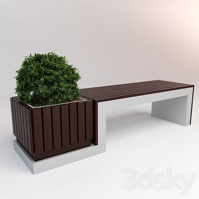 Architecture – 3D Models – Bench with bush