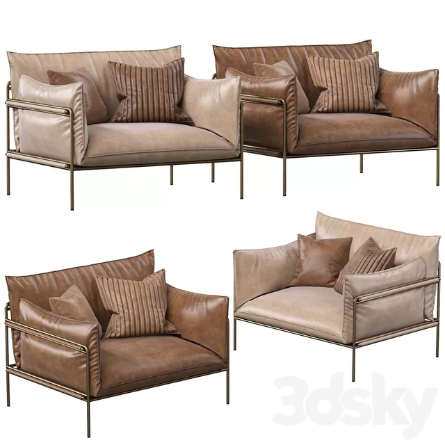 Furniture – Sofa 3D Models – Modern single leather sofa