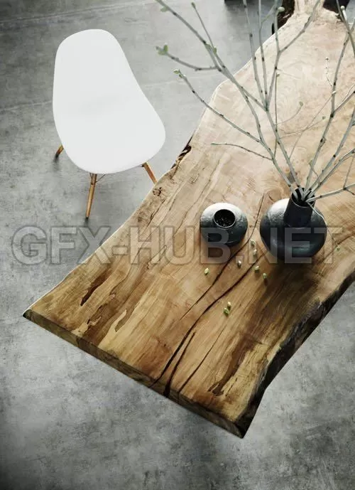 Black Vases on Table with Branches 3ds max Model With Realistic Rendering – 208327