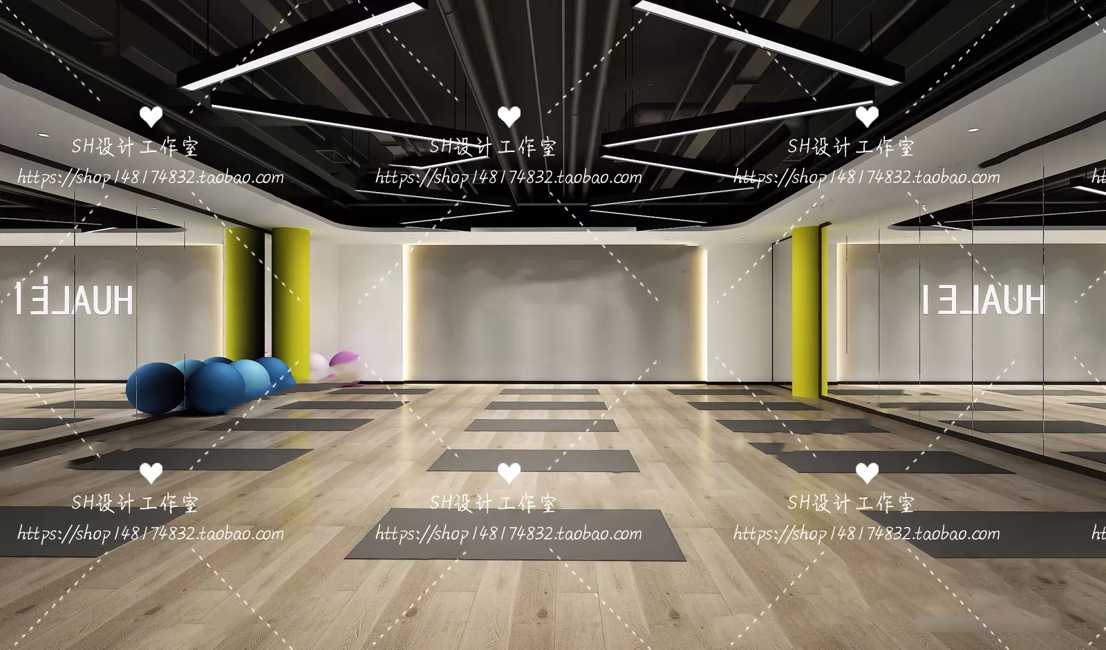 GYM AND YOGA 3D SCENES – VRAY RENDER – 073