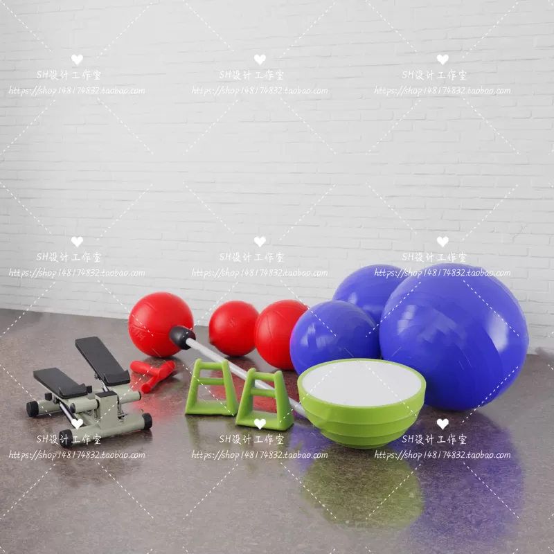 GYM AND YOGA 3D SCENES – VRAY RENDER – 077
