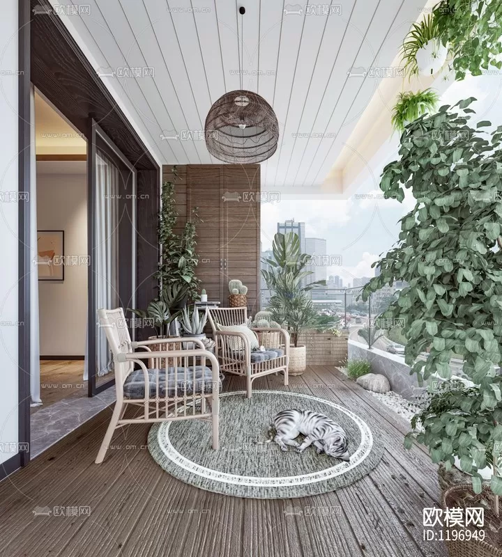 Corona Render 3D Scenes – Balcony Garden – 0006
