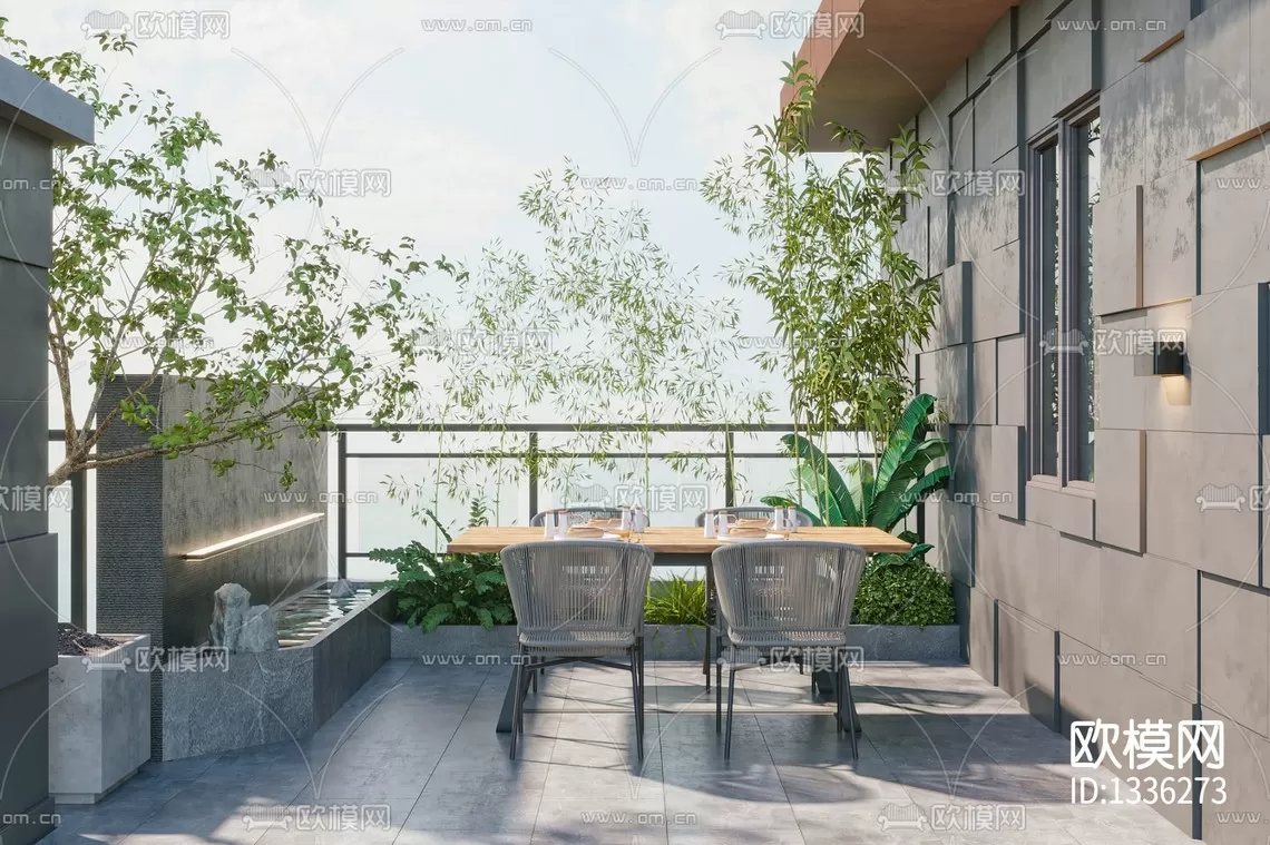 Corona Render 3D Scenes – Balcony Garden – 0004