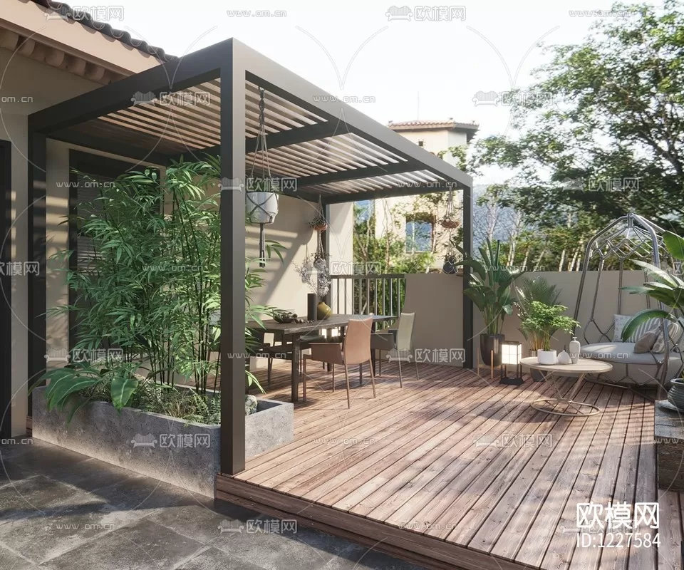 Corona Render 3D Scenes – Balcony Garden – 0005