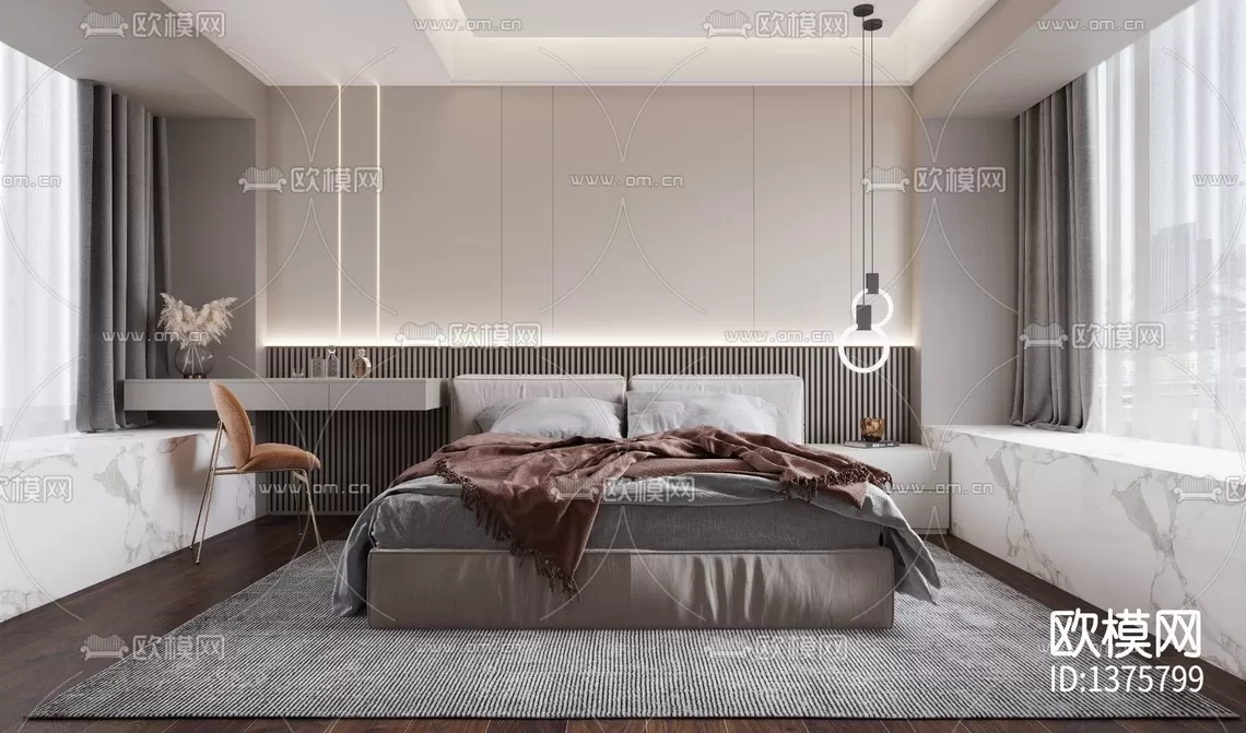 Corona Render 3D Scenes – Bedroom – 0007