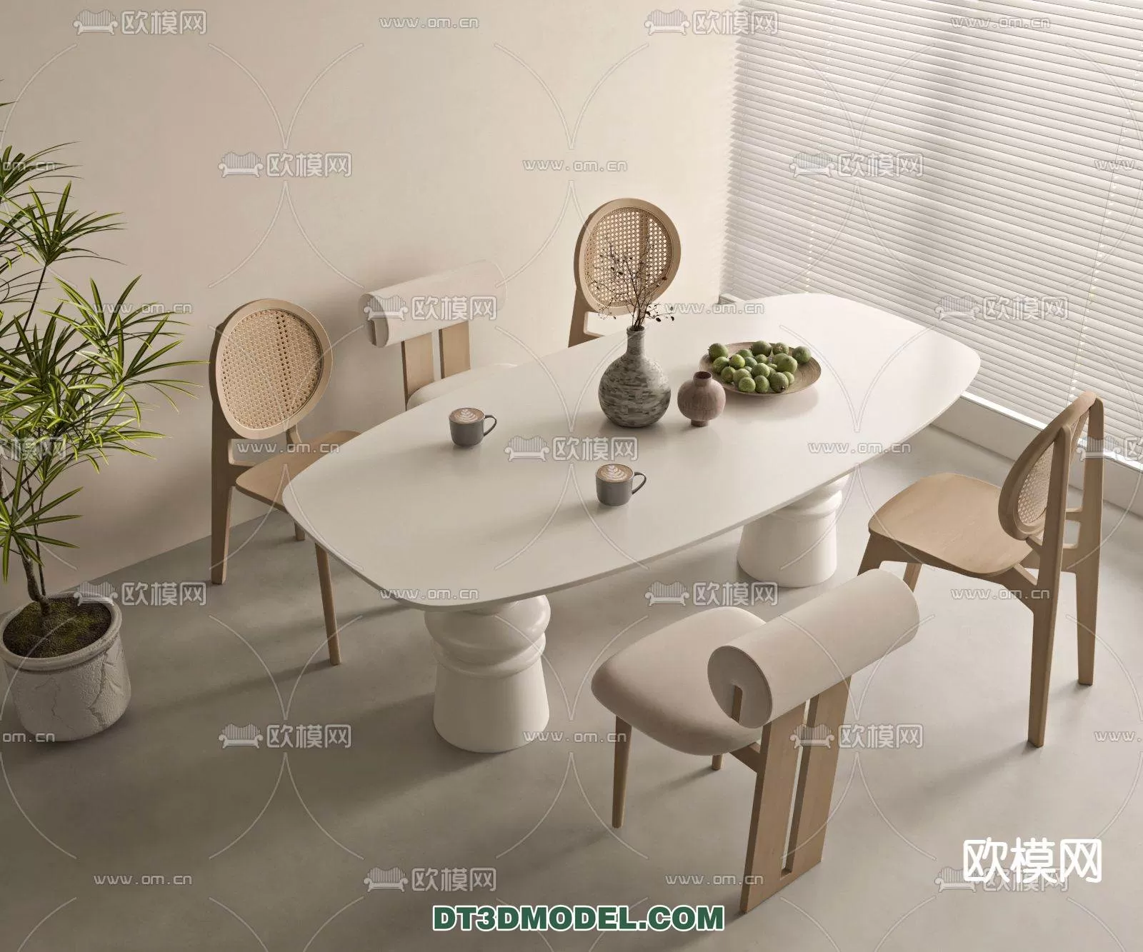 WABI SABI STYLE 3D MODELS – DINING TABLE – 0182