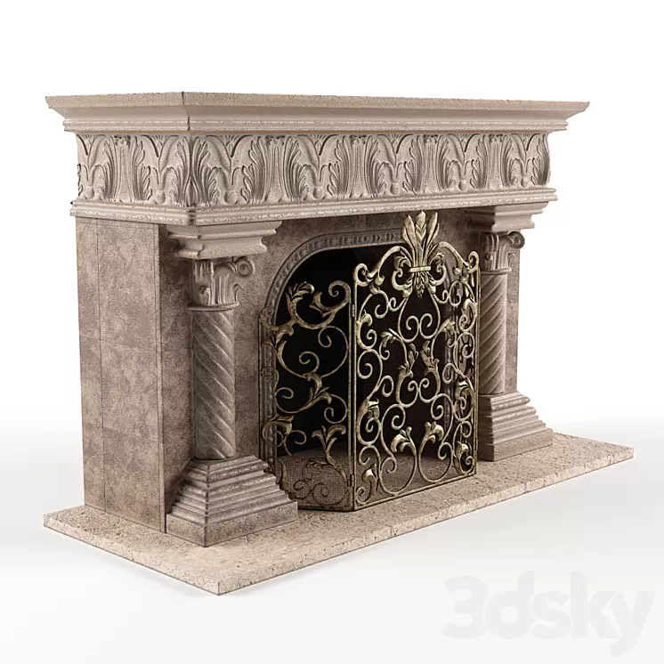 Acanthus Fireplace and Screen 3dskymodel