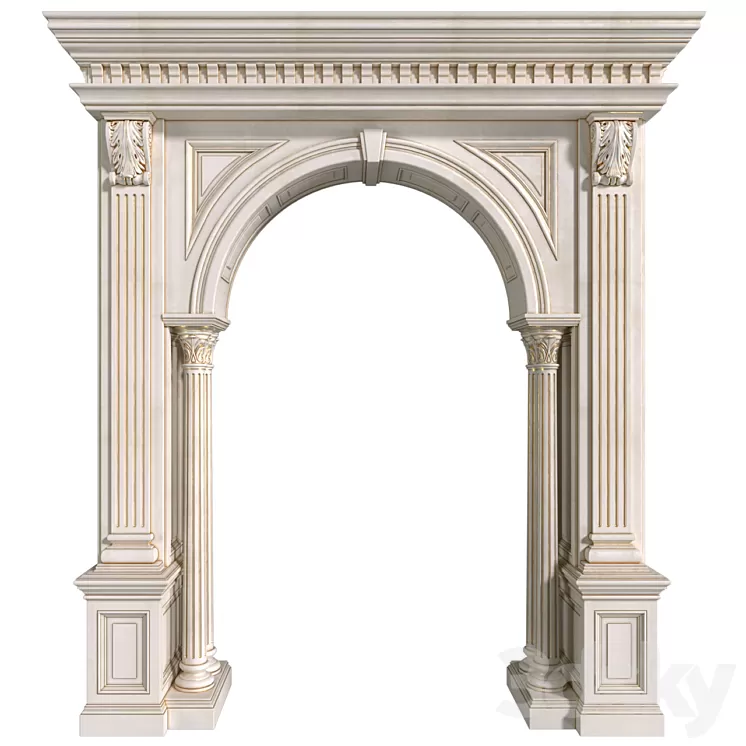 Arch in classic style.Arched interior doorway in a classic style.Traditional Interior Arched Doorway Opening 3dskymodel