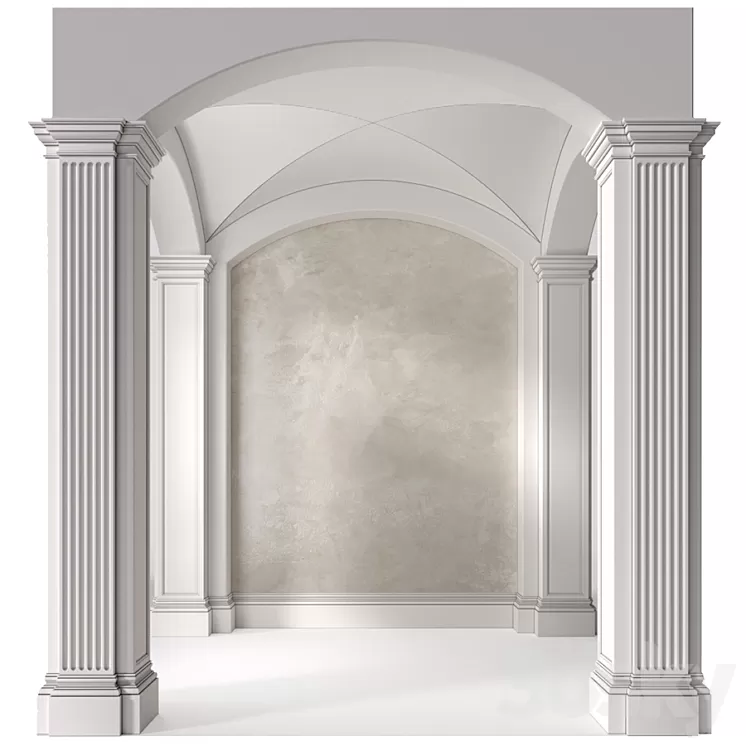 Arched Vaulted Gallery Decorative plaster 3dskymodel