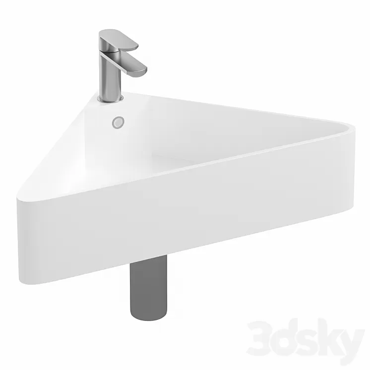 Arezzo Corner Cloakroom Basin 1TH – Gloss White 3dskymodel