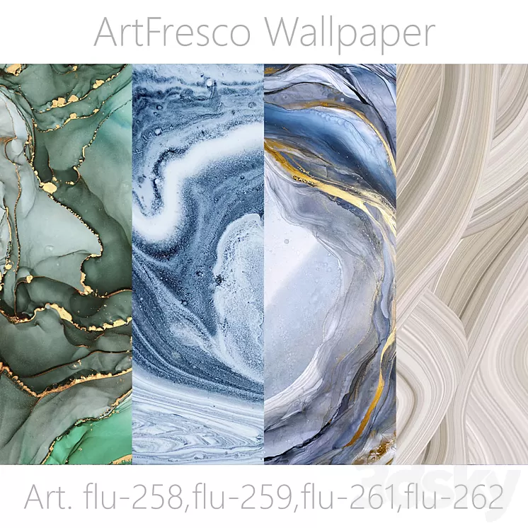 ArtFresco Wallpaper – Designer seamless wallpaper Art. flu-258 flu-259 flu-261 flu-262 OM 3dskymodel