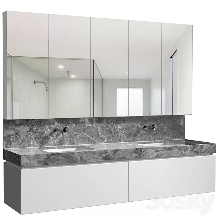 Bathroom Cabinets with washbasins in modern style. Bathroom furniture.Bathroom Sink Cabinets 3dskymodel