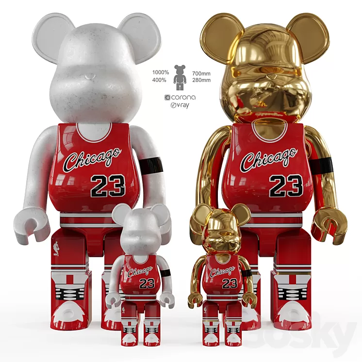 Bearbrick \/ basketball 23 Chicago Bulls 3dskymodel