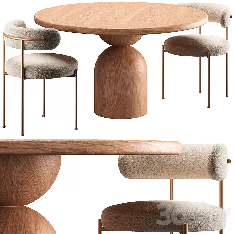 BELL TABLE and CB2 CHAIR 3dskymodel