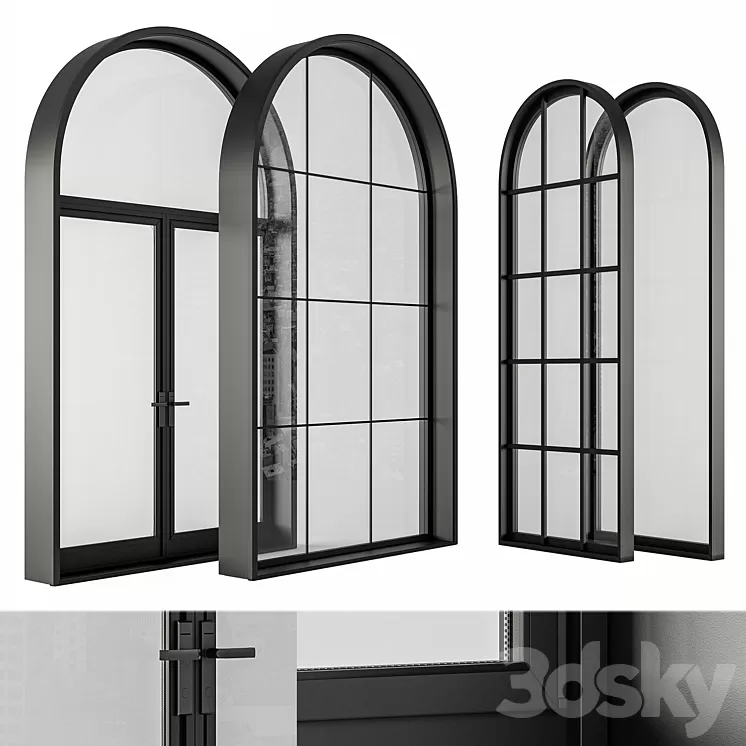 Black Modern Arched Window – Windows Set 07 3dskymodel