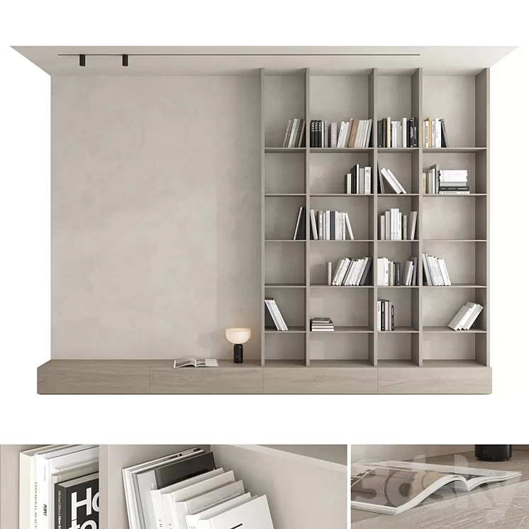 Bookcase set 01 3dskymodel