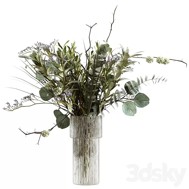 Bouquet of greenery branches eucalyptus and olive 3dskymodel
