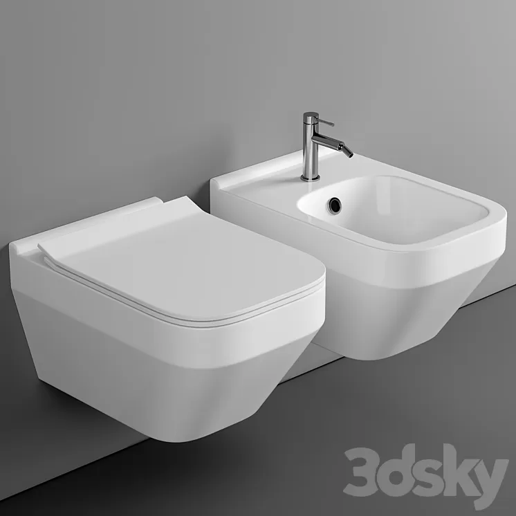Cersanit Crea Square Clean On DPL EO slim wall hung toilet set + Cersanit Link Pro installation system for toilet bowls 3dskymodel