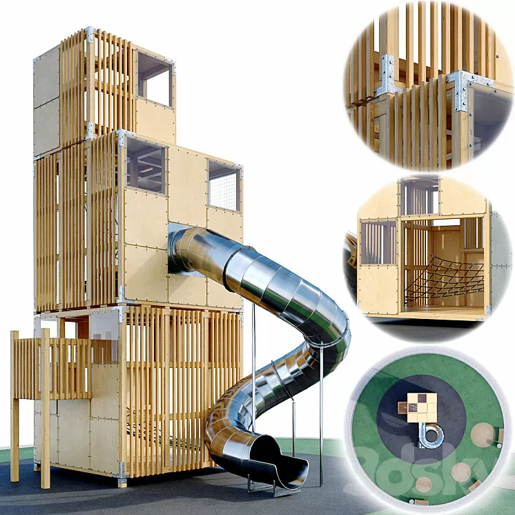 Children’s play complex Tower. Playground 3dskymodel