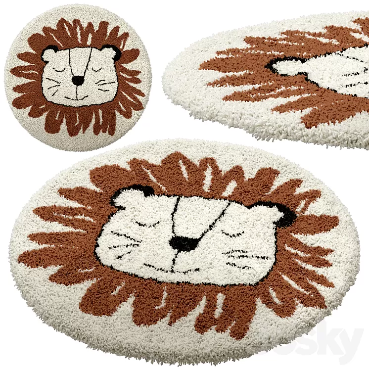 Children's round carpet with the image of a lion Syma 3dskymodel