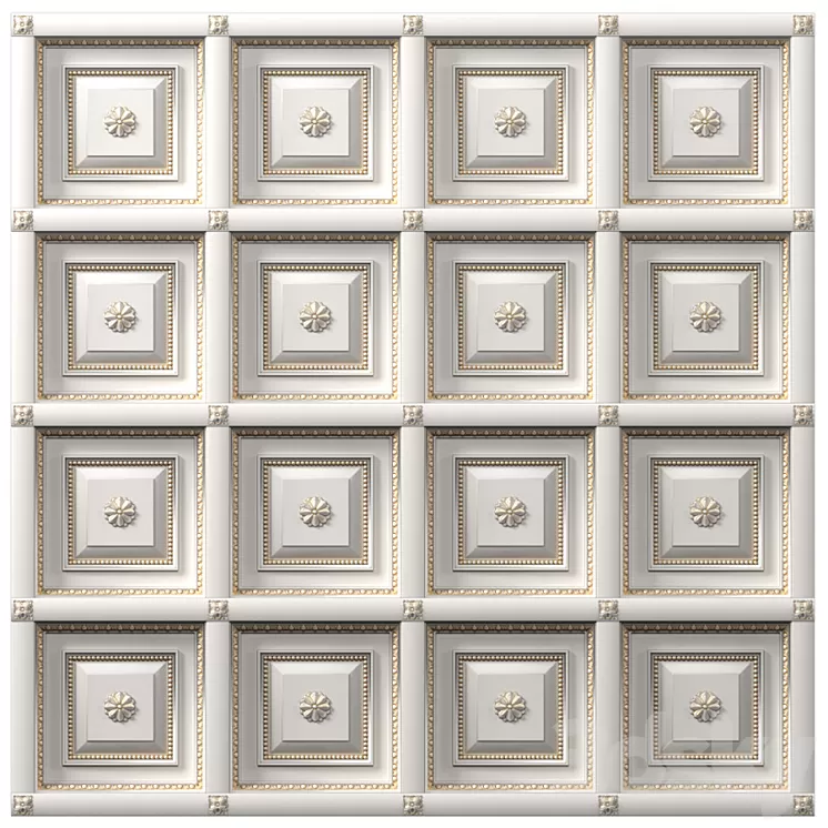 Classic coffered ceiling with gilding. Coffers Tile 3dskymodel