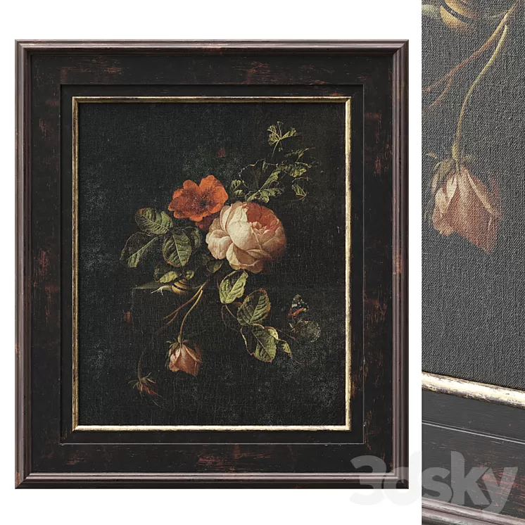 Classic frame with flowers 3dskymodel