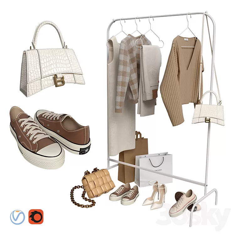 Clothes bags and shoes 3dskymodel