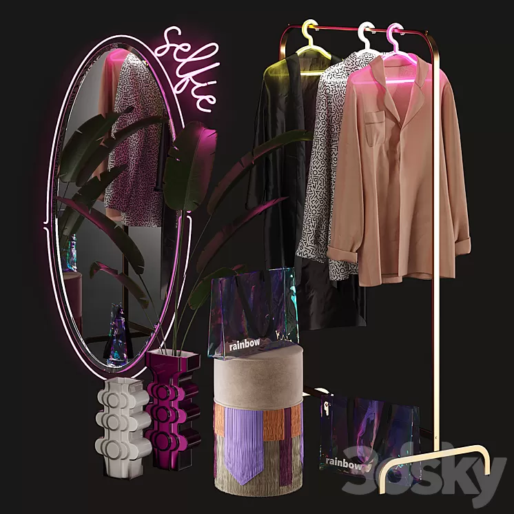 Clothing store window display set 3dskymodel