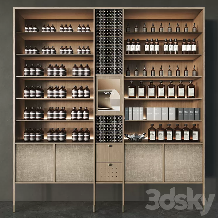 Cosmetic set with chest of drawers and shelves 3dskymodel