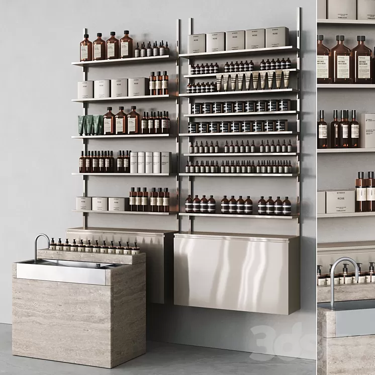 Cosmetic set with metal shelving and washbasin 3dskymodel