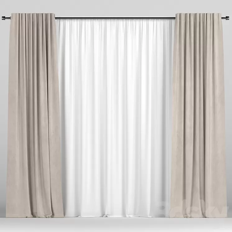 Curtains with tulle 3dskymodel