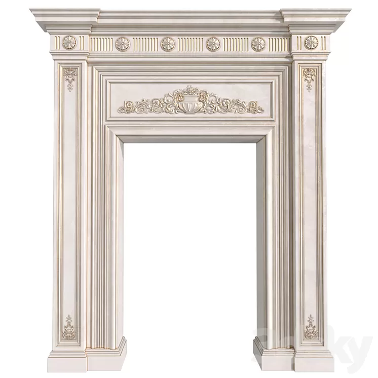 Doorway in classic style with decorative plaster. Door Portal. Classic Doorway.Classic Architecture Arch.arched doorway 3dskymodel