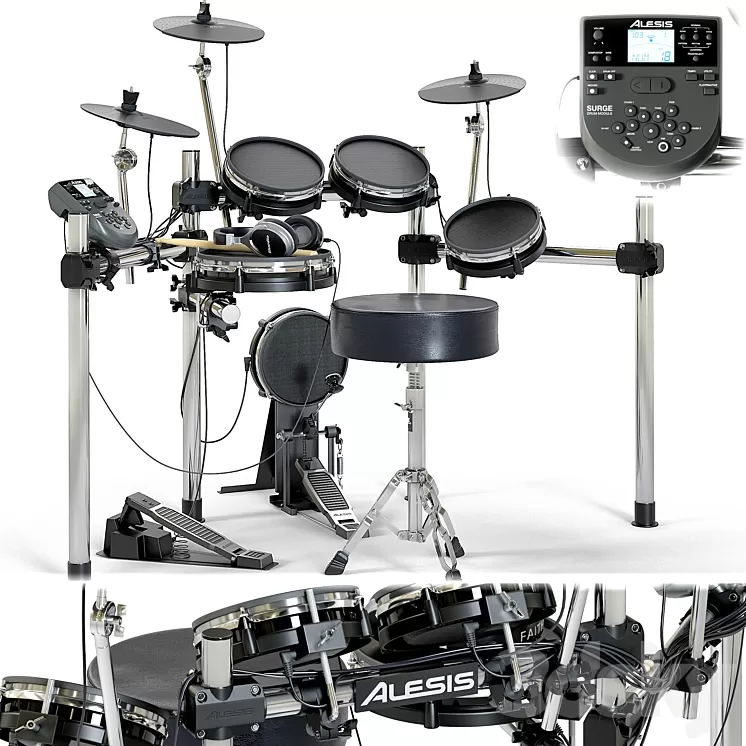 Drum set ALESIS surge mesh kit. Musical instrument 3dskymodel