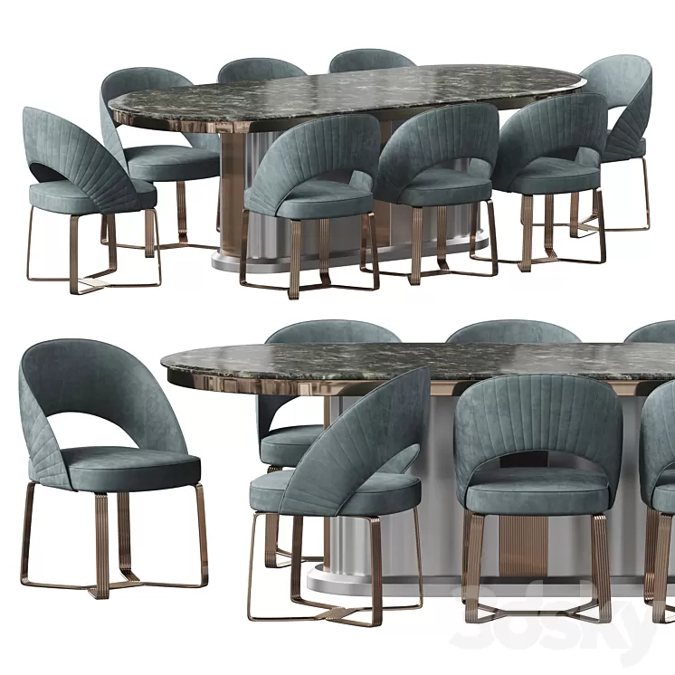 Etra dining table and chairs 3dskymodel