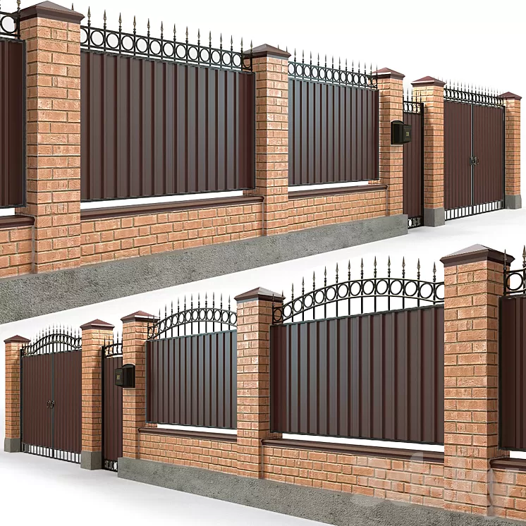 Fence with gate and wicket 5 3dskymodel