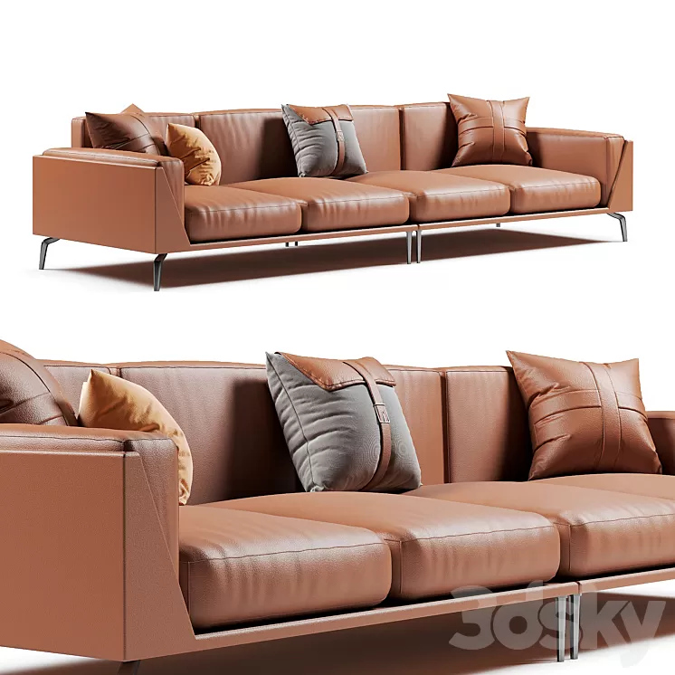 Francesca Neo-modern Genuine Leather Sofa 3dskymodel