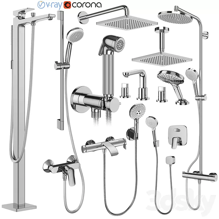 Hansgrohe set 175 mixers and shower systems 3dskymodel