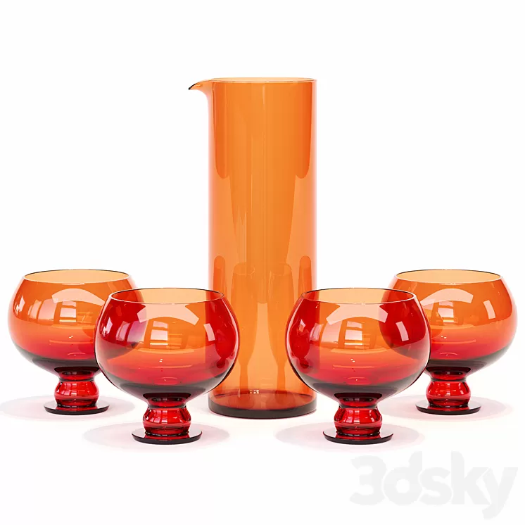 HKliving \/ Funky Orange Glassware Set 3dskymodel