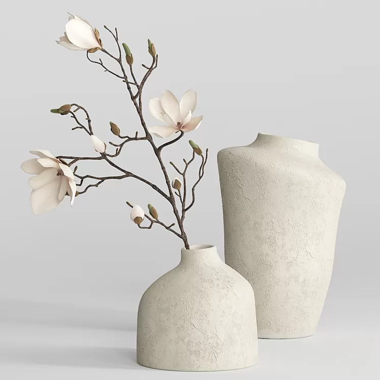 H&M vases with magnolia branch 3dskymodel